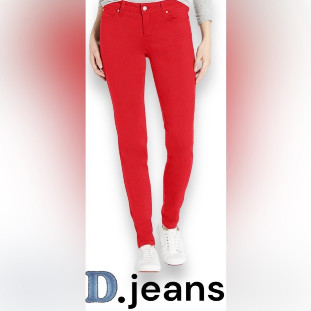 D. Jeans Women's Recycled Sateen High Waist Skinny Jeans in bright Red Sz 6 NWT